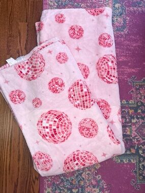 Marshalls Pink Plush Blanket with Dark Pink Disco Ball Pattern